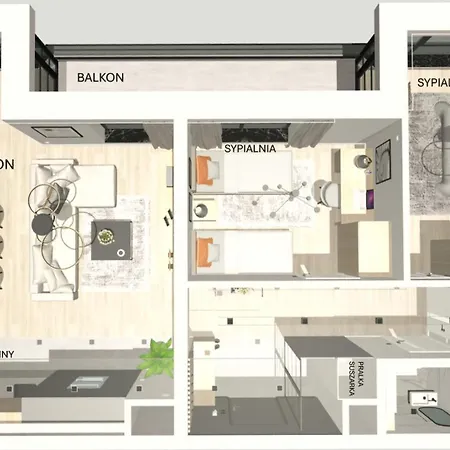 Apartment Doki Living 2 Bedroom - Parking & Foodhall Gdansk